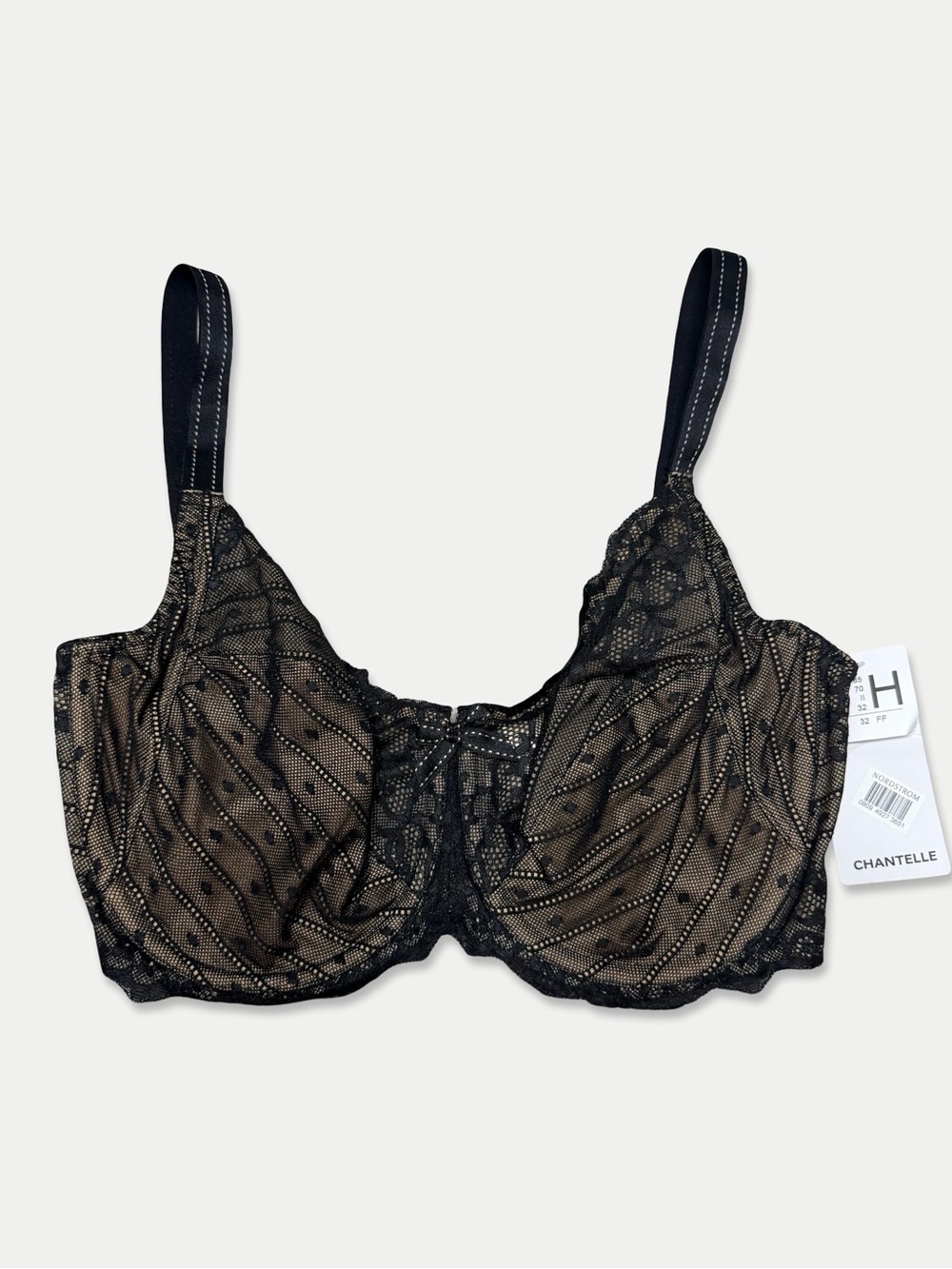 Chantelle Rive Gauche C32810 Bra 32H Black Nude Lace NWT $88